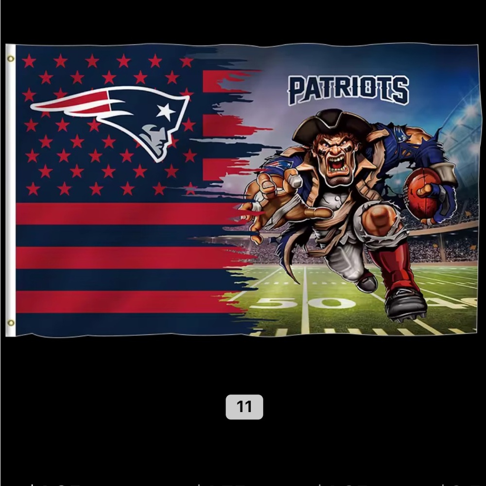 NFL Patriots Flag with Red and Blue Design